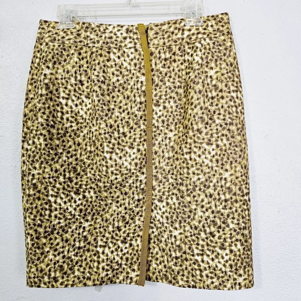 Ann Taylor Loft Brown Cream Animal Print Casual Mini Skirt Size 6 Minimalist